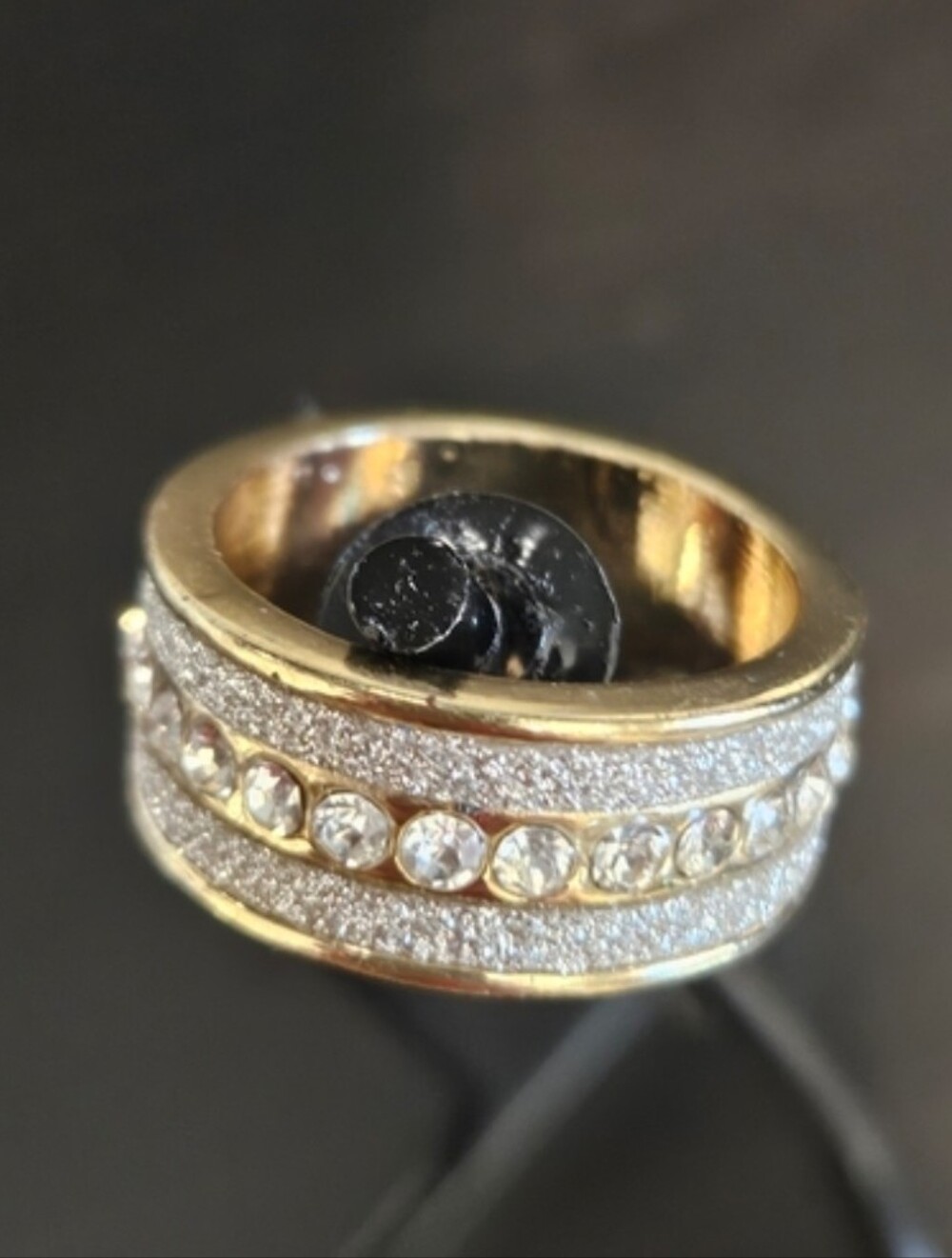 Gold-Tone Pavé and Crystal Wide Band Ring - Gold